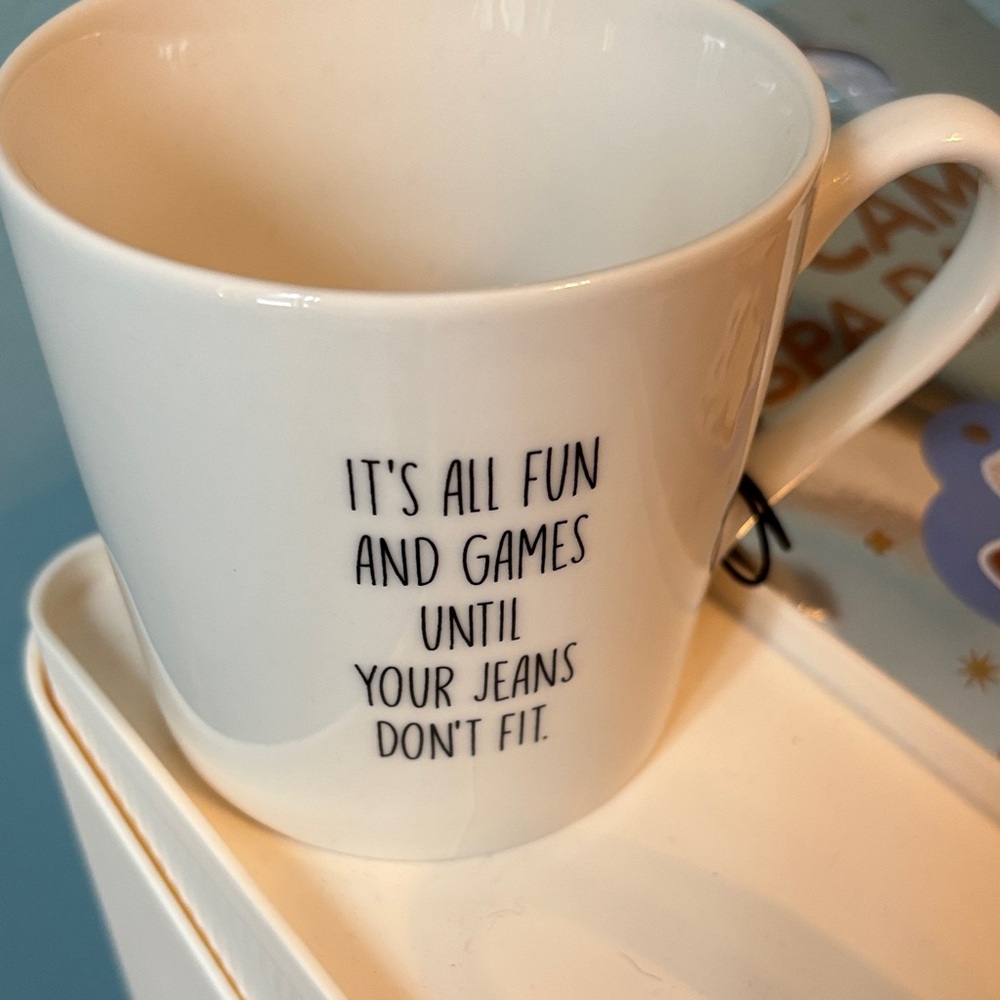 Sips drink ware  White Mug with Humorous Quote nwt